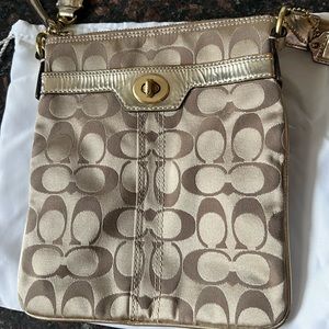 Gold COACH logo shoulder bag crossbody